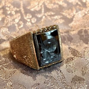 Intaglio 10k warrior men’s ring